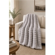 Pemberly Row Ultra Soft Plush Faux Fur Throw Blanket in Gray