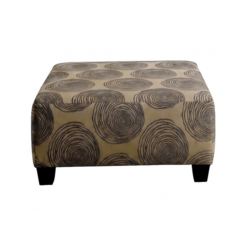 Pemberly Row Padded Upholstered Square Ottoman in Big Swirl Smoke Gray