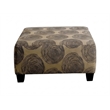 Pemberly Row Padded Upholstered Square Ottoman in Big Swirl Smoke Gray