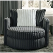 Pemberly Row Upholstered Swivel Accent Chair in Gunmetal Gray