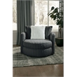 Pemberly Row Upholstered Swivel Accent Chair in Gunmetal Gray