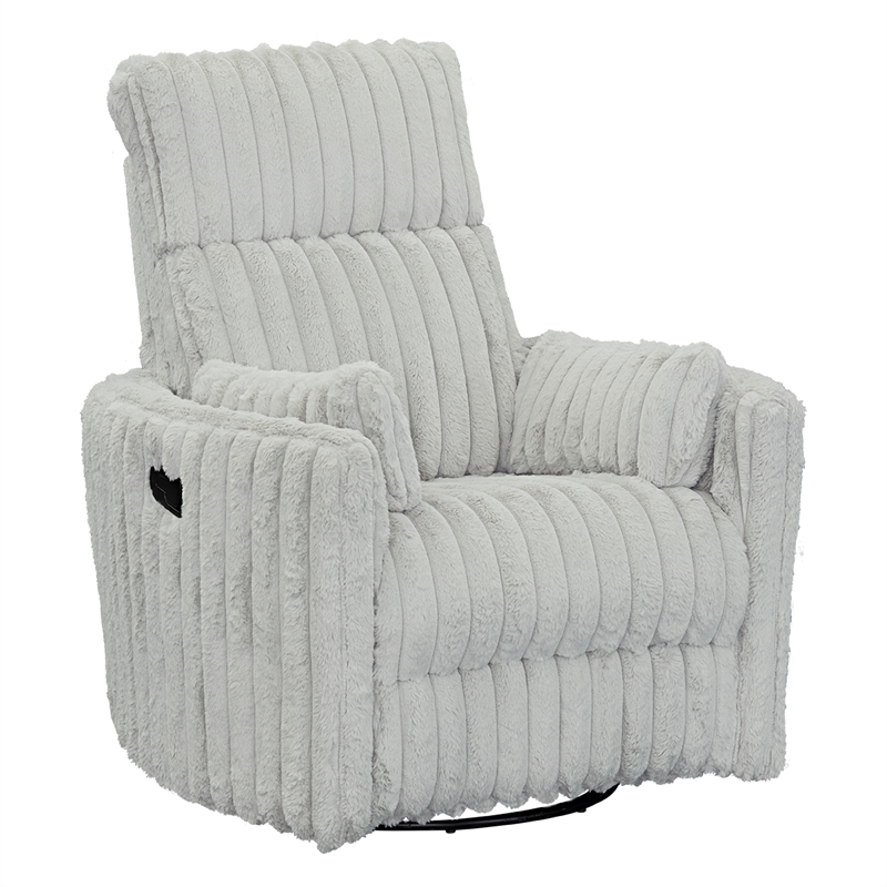 Pemberly Row Channel Tufted Push Back Recliner Chair in Silver