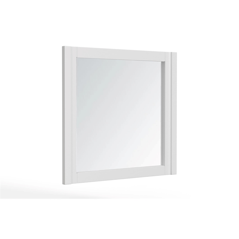 Pemberly Row Handcrafted Mahogany Wood Dresser Mirror in White