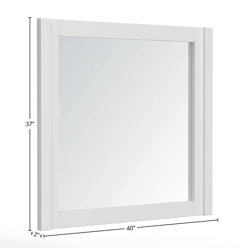 Pemberly Row Handcrafted Mahogany Wood Dresser Mirror in White