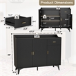 Pemberly Row Modern Sideboard Buffet Cabinet with Shelves in Black