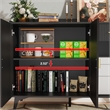 Pemberly Row Modern Sideboard Buffet Cabinet with Shelves in Black