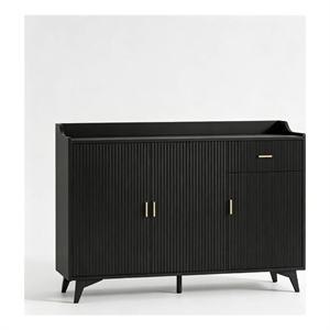 Pemberly Row Modern Sideboard Buffet Cabinet with Shelves in Black