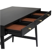 Pemberly Row Mahogany 3 Drawer Large Office Desk in Classic Black