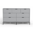 Pemberly Row Mahogany 7 Drawer Bedroom Dresser in Light Slate Grey