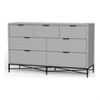 Pemberly Row Mahogany 7 Drawer Bedroom Dresser in Light Slate Grey