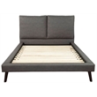 Pemberly Row Queen Upholstered Platform Bed with USB Ports in Gray