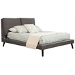 Pemberly Row Queen Upholstered Platform Bed with USB Ports in Gray