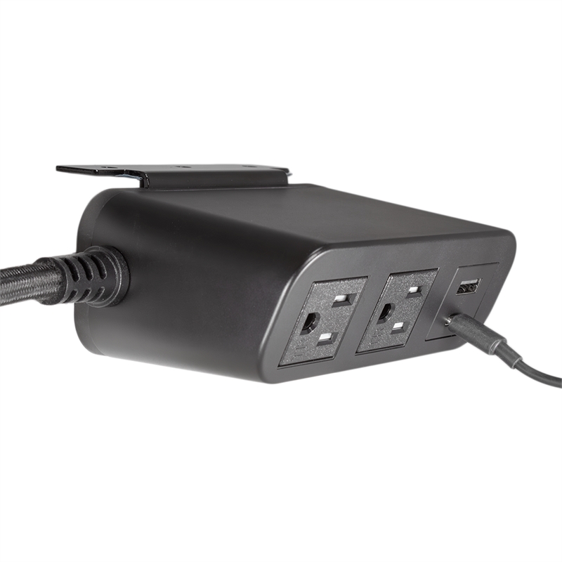Pemberly Row Power Station with 2 AC Outlets and USB in Black
