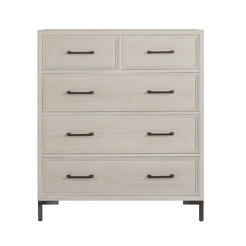 Pemberly Row 4 Drawer White Oak Wood Bedroom Chest in Antique White