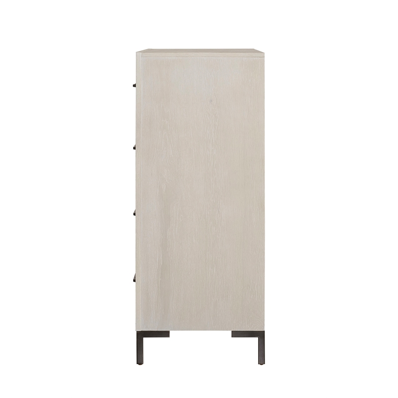 Pemberly Row 4 Drawer White Oak Wood Bedroom Chest in Antique White