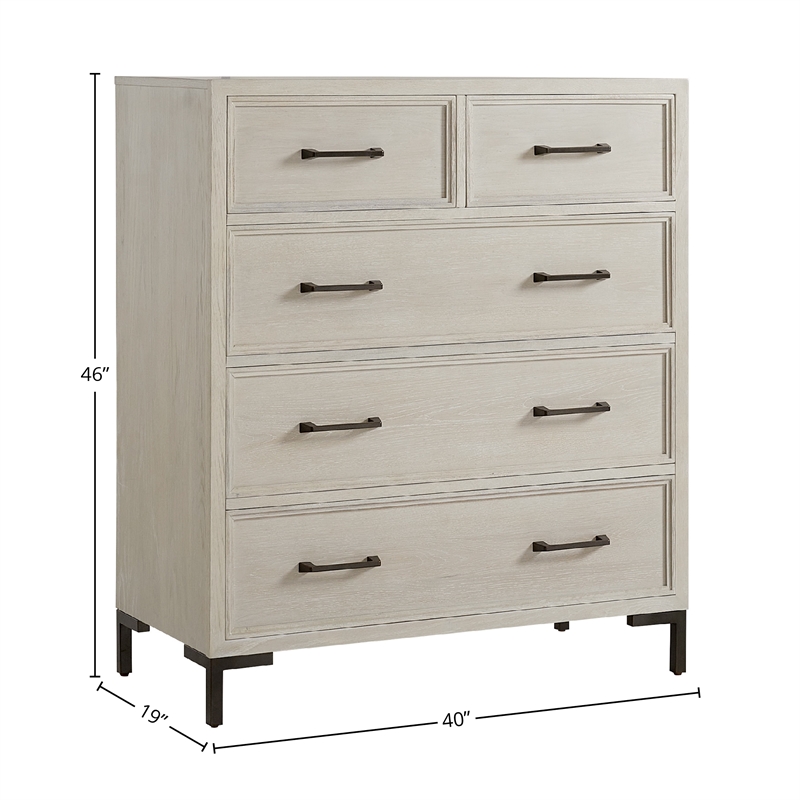 Pemberly Row 4 Drawer White Oak Wood Bedroom Chest in Antique White
