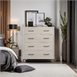 Pemberly Row 4 Drawer White Oak Wood Bedroom Chest in Antique White