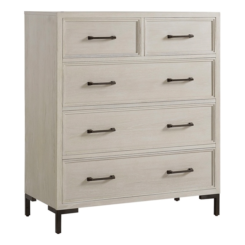 Pemberly Row 4 Drawer White Oak Wood Bedroom Chest in Antique White