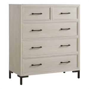 Pemberly Row 4 Drawer White Oak Wood Bedroom Chest in Antique White