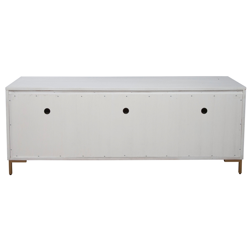 Pemberly Row 64 in. Mahogany Wood TV Console with 3 Drawers in White