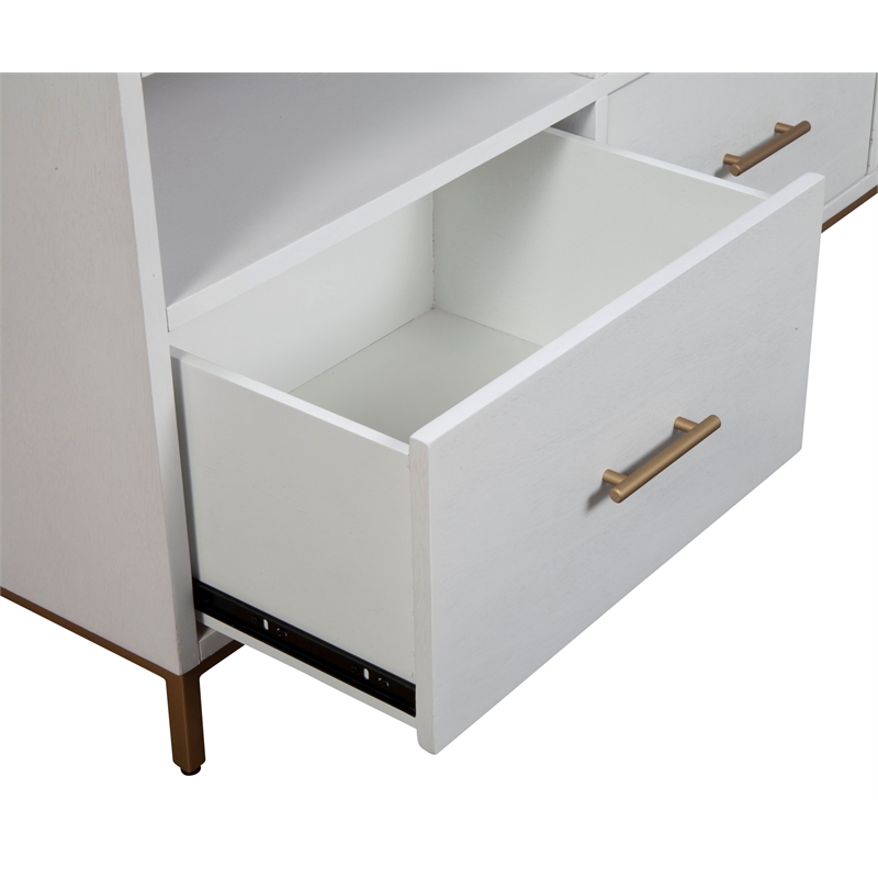 Pemberly Row 64 in. Mahogany Wood TV Console with 3 Drawers in White