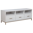 Pemberly Row 64 in. Mahogany Wood TV Console with 3 Drawers in White