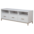 Pemberly Row 64 in. Mahogany Wood TV Console with 3 Drawers in White