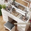 Pemberly Row Vanity Table with LED Mirror and 8 Drawers in White