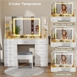 Pemberly Row Vanity Table with LED Mirror and 8 Drawers in White