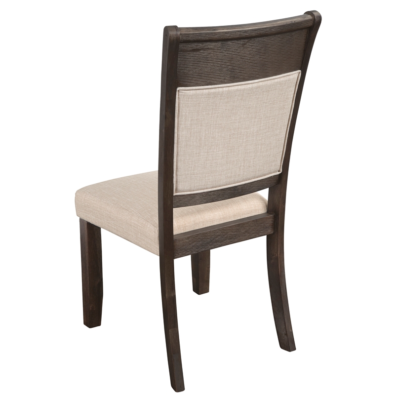 Pemberly Row Upholstered Set of 2 Acacia Dining Side Chairs in Espresso