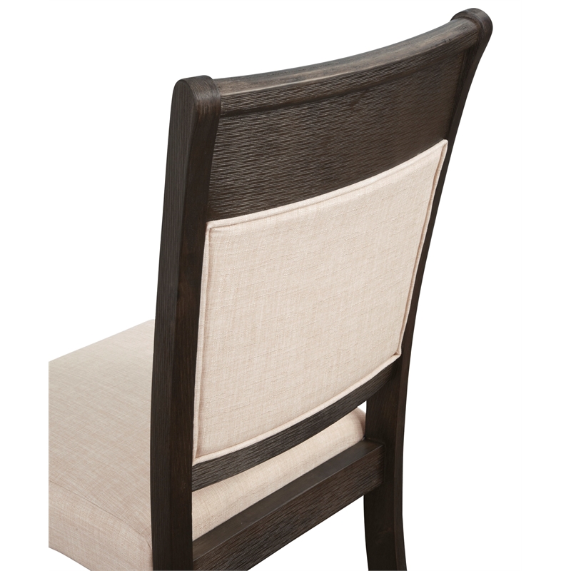 Pemberly Row Upholstered Set of 2 Acacia Dining Side Chairs in Espresso