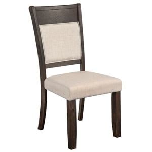 Pemberly Row Upholstered Set of 2 Acacia Dining Side Chairs in Espresso