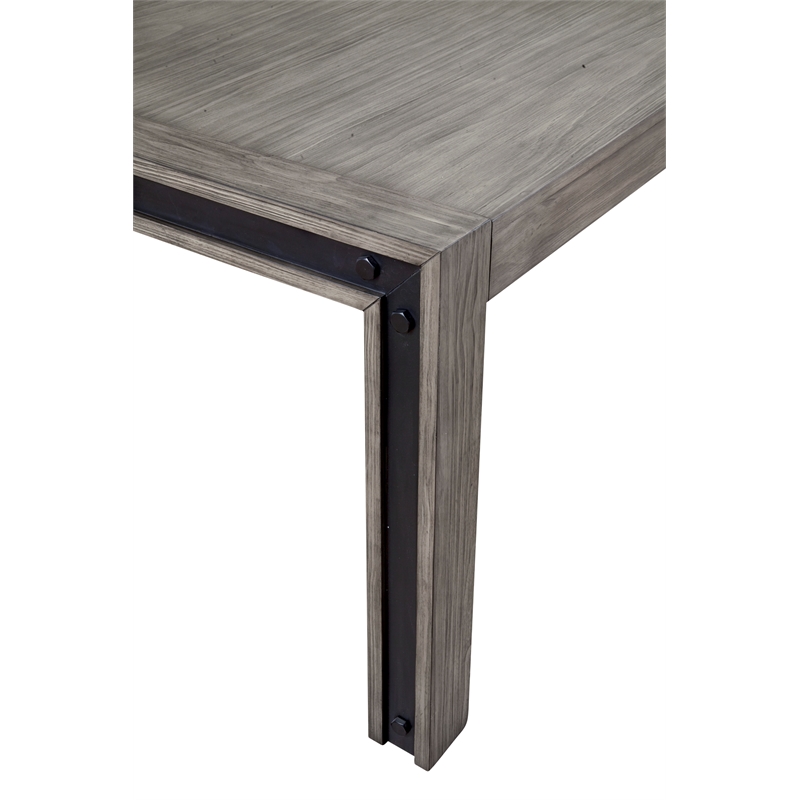 Pemberly Row Solid Pine Dining Table for 4 to 6 in Gray and Black