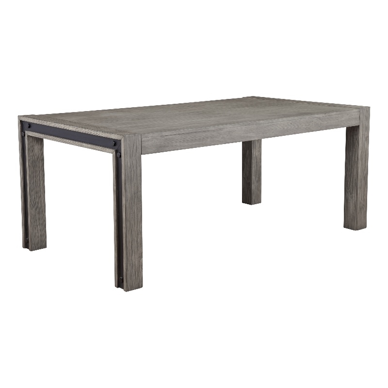Pemberly Row Solid Pine Dining Table for 4 to 6 in Gray and Black