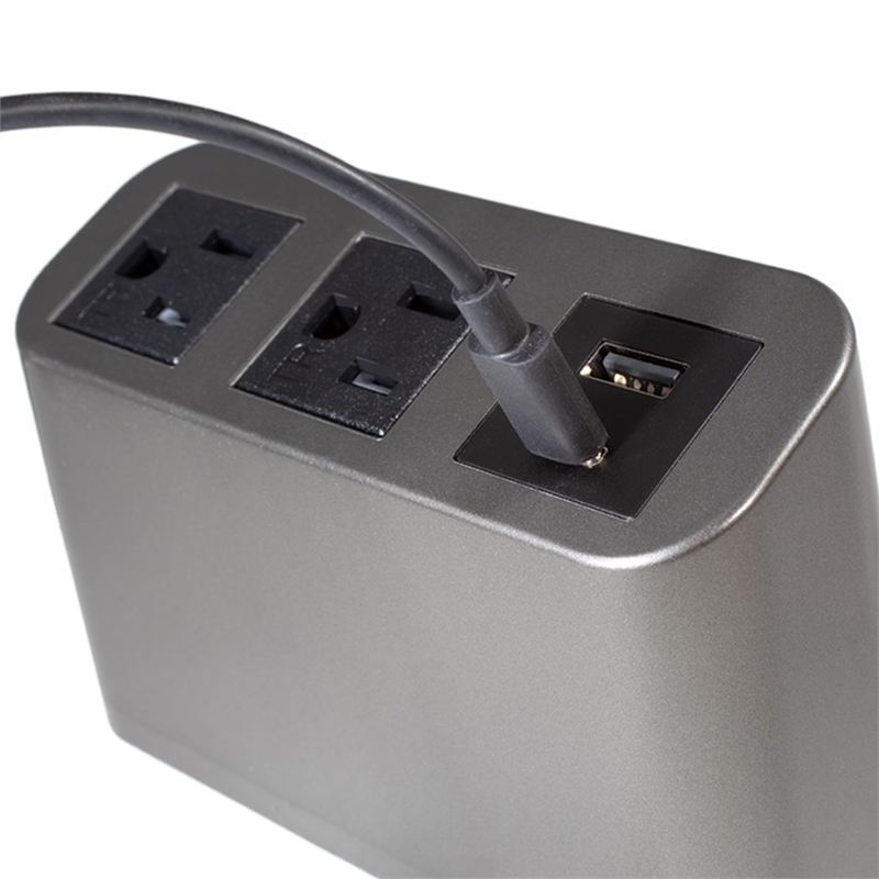 Pemberly Row Power Station with 2 AC Outlets and USB in Gunmetal