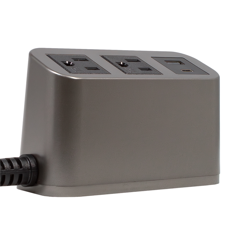 Pemberly Row Power Station with 2 AC Outlets and USB in Gunmetal