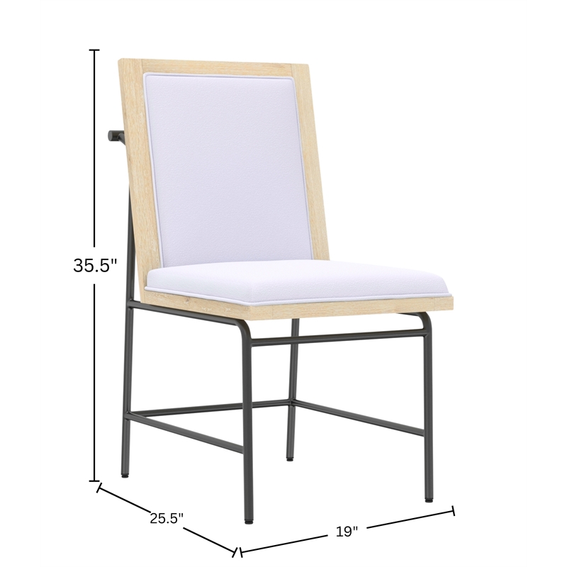 Pemberly Row Set of 2 Metal Side Dining Chairs in Natural Driftwood