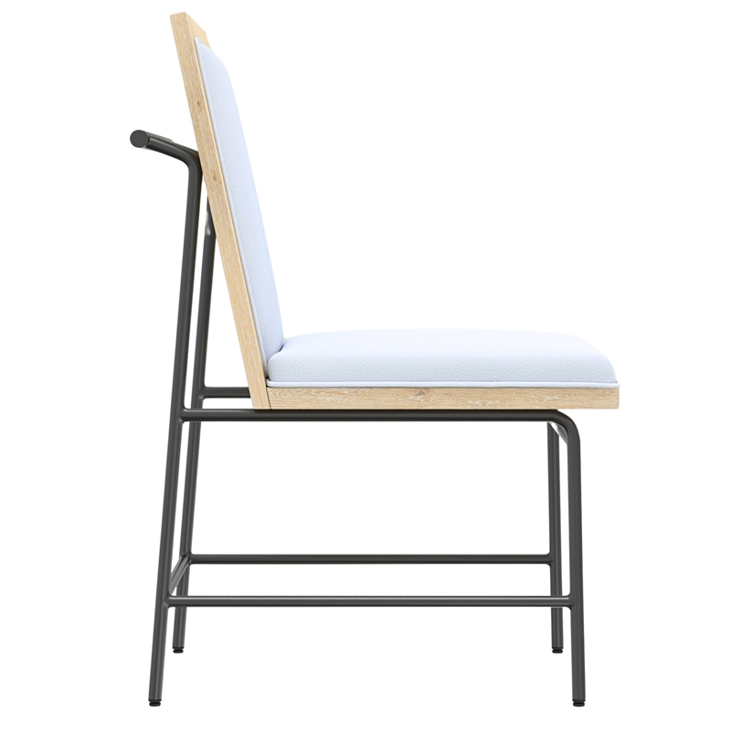 Pemberly Row Set of 2 Metal Side Dining Chairs in Natural Driftwood