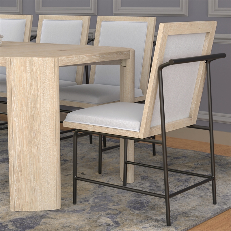Pemberly Row Set of 2 Metal Side Dining Chairs in Natural Driftwood