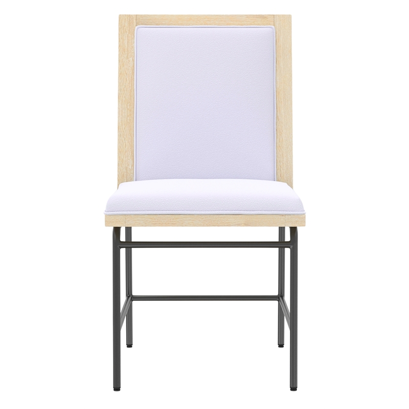 Pemberly Row Set of 2 Metal Side Dining Chairs in Natural Driftwood