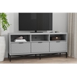 Pemberly Row Mahogany 3 Drawer TV Console in Light Slate Grey