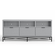 Pemberly Row Mahogany 3 Drawer TV Console in Light Slate Grey