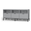 Pemberly Row Mahogany 3 Drawer TV Console in Light Slate Grey