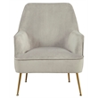 Pemberly Row Velour Upholstered Leisure Accent Chair in Gray