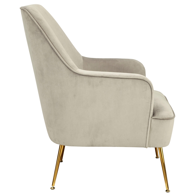 Pemberly Row Velour Upholstered Leisure Accent Chair in Gray