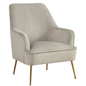 Pemberly Row Velour Upholstered Leisure Accent Chair in Gray