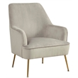Pemberly Row Velour Upholstered Leisure Accent Chair in Gray