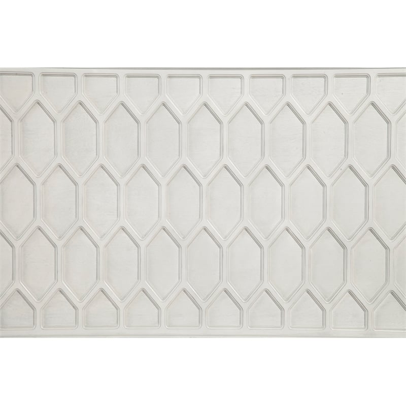 Pemberly Row Queen Size Mahogany Wood Panel Bed in Light Gray