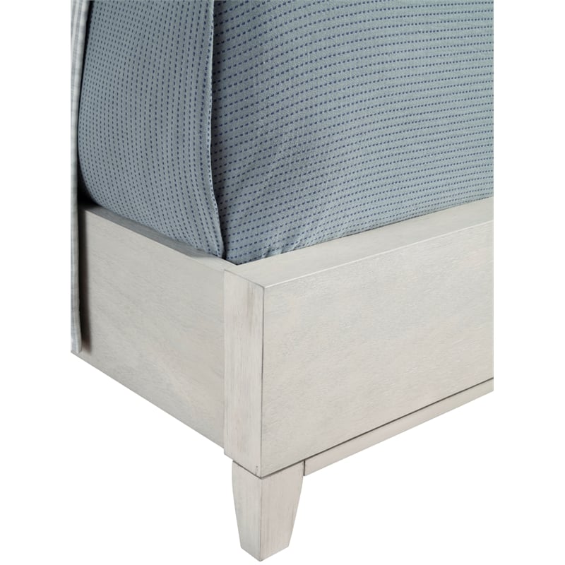 Pemberly Row Queen Size Mahogany Wood Panel Bed in Light Gray