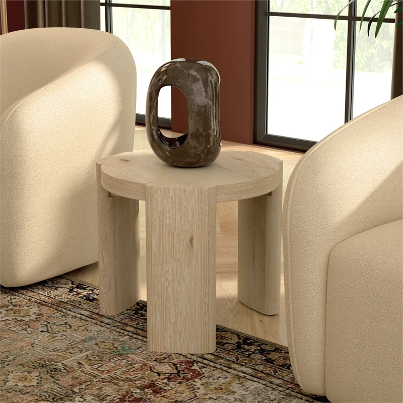 Pemberly Row 20 in. W Round Wood End Table in Natural Driftwood